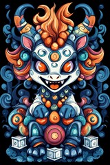 Poster - Colorful Fantasy Creature with Third Eye and Ornate Decorations