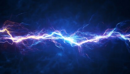 Poster - Abstract Blue and White Electrical Lightning Bolt Energy