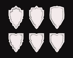 Wall Mural - Set of six shields in grunge style