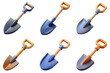 © gunzexx png and bg - PNG shovel 3d collection, in cartoon style minimal on transparent, white background, isolate