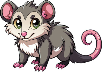 Wall Mural - cute cartoon opossum