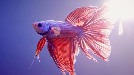 Wall Mural - Colorful Betta Fish Swimming Gracefully in Water