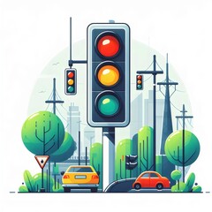 traffic light in the city, illustration