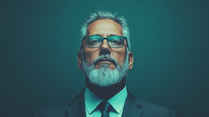 Canvas Print - Portrait of a confident mature man in a suit and glasses.