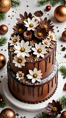 Wall Mural - beautiful delicious cake. festive cake on a New Year's background.	
