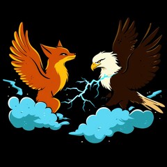 Poster - Fox and Eagle Facing Off