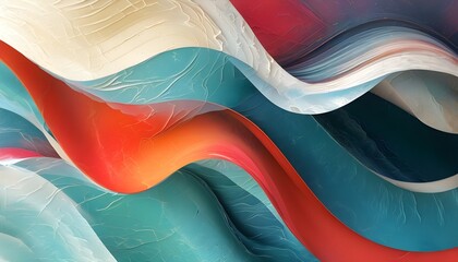 Poster - Dynamic Abstract Waves: Unique Shapes and Textures in a Fluid Background