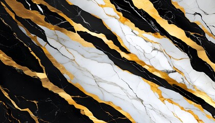 Wall Mural - elegant black, gold, and white marble texture backdrop for luxurious design and decor