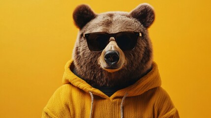 animated brown bear wearing human clothing from
