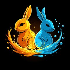 Sticker - Fire and Water Rabbits