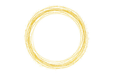 Leinwandbilder - Gold sparkles frame, glitter dot particles flowing in shiny circle lines form isolated on transparent background. Abstract vector design element of New year banner, Christmas card, wedding invitation 