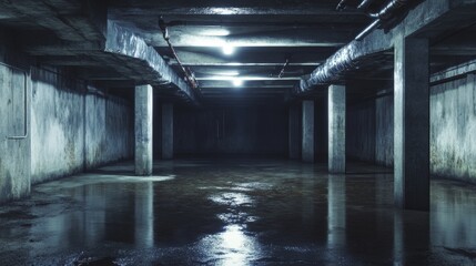 A creepy basement in a residential townhouse