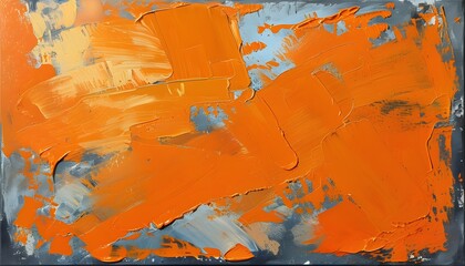 Canvas Print - Vibrant Orange Paint Strokes Creating an Artistic Texture on a Canvas Background