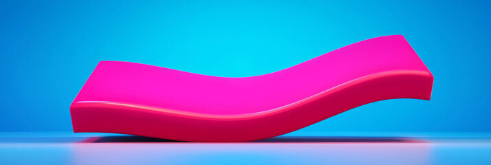 Wall Mural - Pink wavy platform on a blue background.