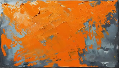 Canvas Print - Vibrant Orange Paint Strokes Creating an Artistic Texture on a Canvas Background