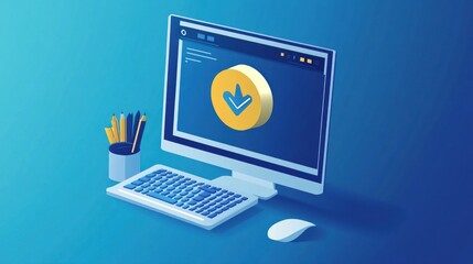 Poster - Computer Screen with Download Icon