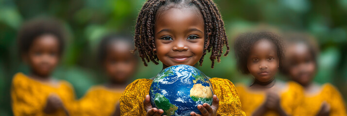 Young girl holds a globe, a symbol of hope.