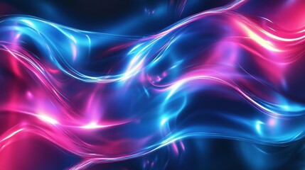 Poster - Futuristic waves abstract background with blue purple neon colors.