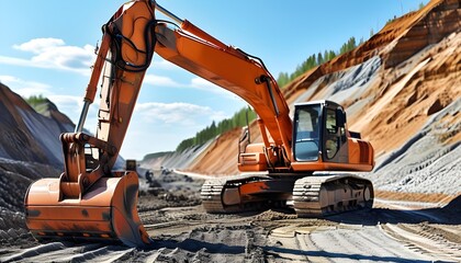 Close-up of Excavator Bucket in Action at Construction Site with Focus on Excavation and Roadwork Machinery