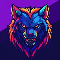 Poster - Neon Wolf Head Mascot Logo Design, Gaming Esports Team Identity