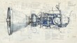 © ShinneProject - Detailed technical drawing of a spacecraft engine on a blueprint background.
