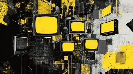 The concept of Media Influence on Elections in bright yellow and black colors