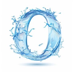 Water alphabet, realistic letters water, water font letter O