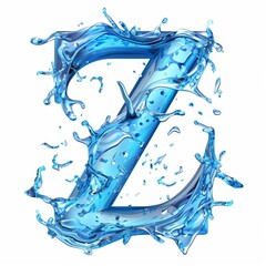 Canvas Print - Water alphabet, realistic letters water, water font letter Z