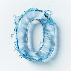 Canvas Print - Water alphabet, realistic numbers water, water font number 0