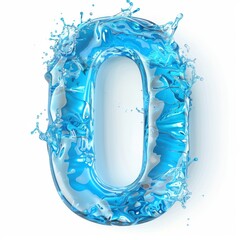 Canvas Print - Water alphabet, realistic numbers water, water font number 0