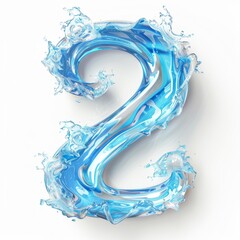 Water alphabet, realistic numbers water, water font number 2