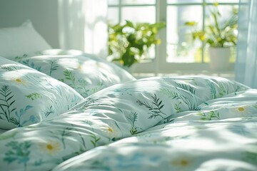 Sticker - Floral Bedding with Sunlit Window View