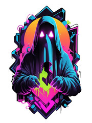 Poster - A man in a hoodie is holding a glowing object