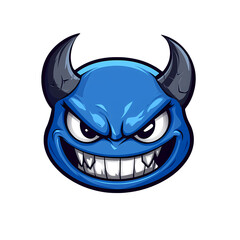 A Mischievous Blue Creature Grins With Pointed Horns, Showcasing a Playful yet Sinister Charm