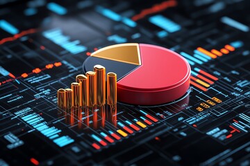 Aufkleber - Abstract pie chart and bar graph, layered together in a dynamic, modern business analytics graphic