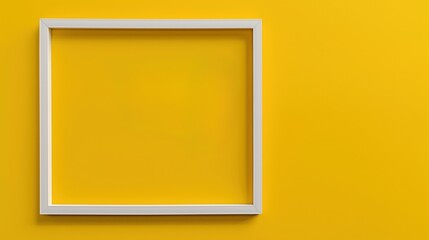 Poster - White frame with quotation marks isolated on a bright yellow background. Empty space for text, design, or illustration. Graphic element with grunge texture, ideal for quotes, cards, or posters.