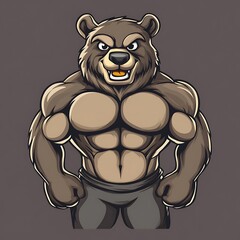 Wall Mural - Cartoon of a Muscular Bear Character