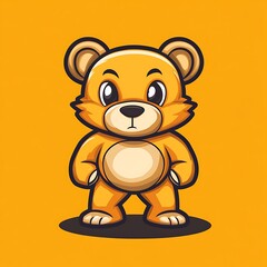 Poster - Cute Cartoon Bear Mascot Character with Orange Fur