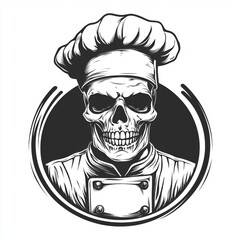 Wall Mural - A skull wearing a chef's hat and uniform.