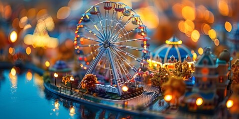 Wall Mural - magical amusement park at night.