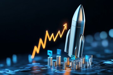 Poster - Business accelerator graph, with sharp upward movement, showing the success of scaling startups