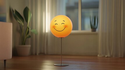 Wall Mural - A smiling lamp in a cozy living room.