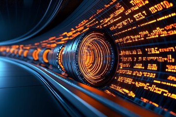 Aufkleber - Business analytics in motion, with dynamic, glowing lines representing the flow of data in real-time