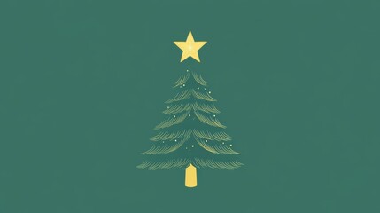 Sticker - A stylized christmas tree with a star on top.