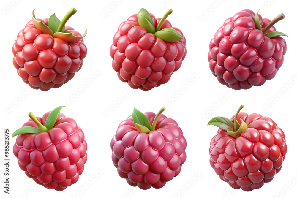 PNG raspberry 3d collection, in cartoon style minimal on transparent ...