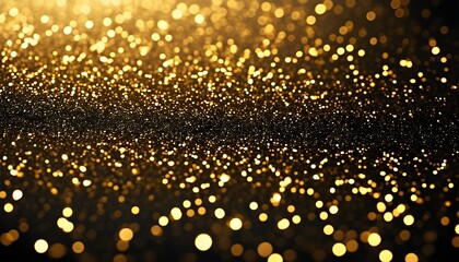 Wall Mural - Luxurious golden glitter texture creates a striking festive backdrop on a deep black canvas.