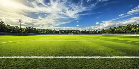 Sticker - Vacant soccer arena, green grass field