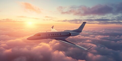 Canvas Print - Private jet in the sky made with Ai generative technology 