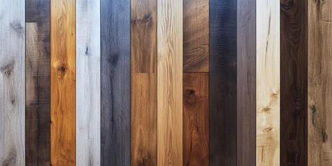 Poster - Multi-colored oak wooden flooring samples in click-lock type, offering various tones and patterns, oak wood 