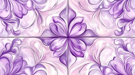 Wall Mural - Abstract floral pattern in shades of purple and white.